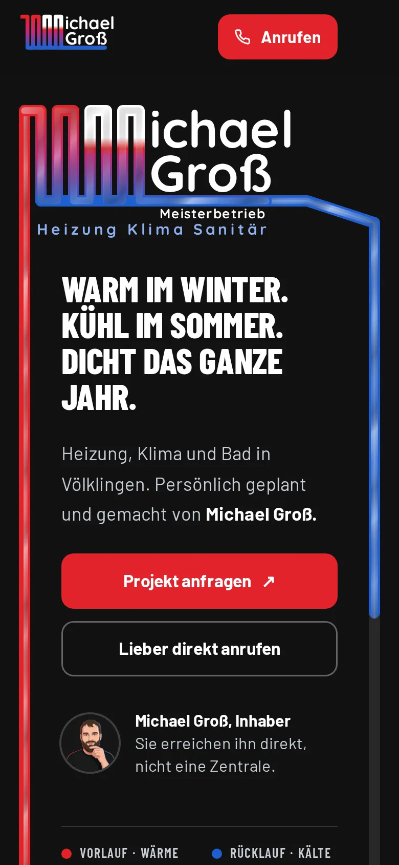 Dieselbe Startseite von gross-shk.de auf dem Handy.