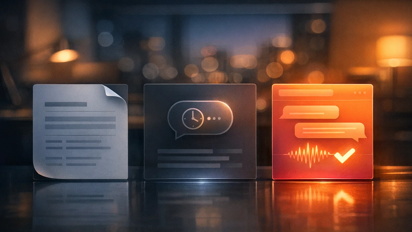 Webseite mit drei Kontaktwegen im Vergleich: KI-Chatbot, Live-Chat mit Mitarbeiter und klassisches Kontaktformular